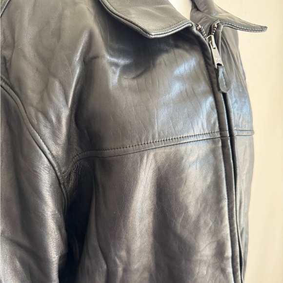 Vintage Dockers Black Lamb Leather Zip Up Jacket Mens XL Bikercore Edgy Grunge - Picture 2 of 9